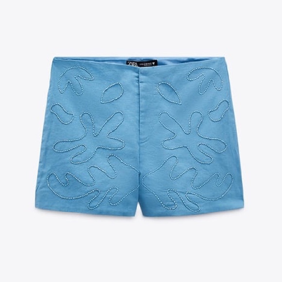 Zara Beaded Linen Blend Shorts - Picture 13 of 15